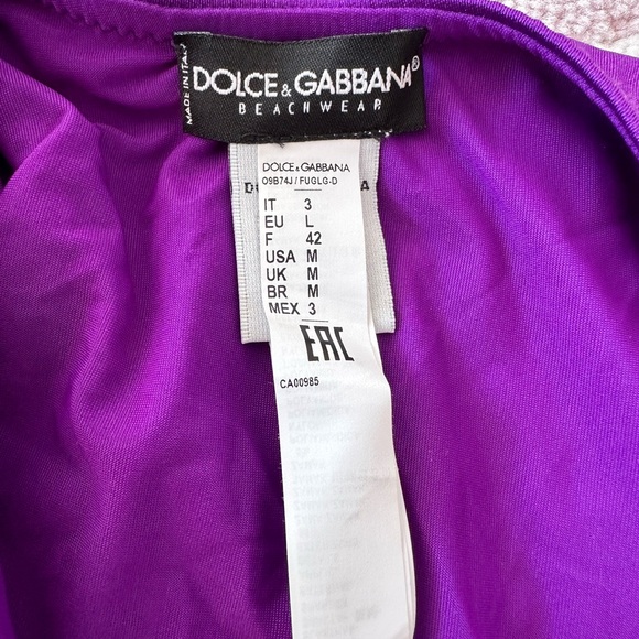 D& G purple belted one piece swimsuit. Size M. Very good condition. - Picture 7 of 8
